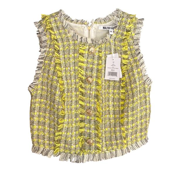 Walter Baker Dara Malibu Yellow Tweed Top XL - Picture 1 of 4
